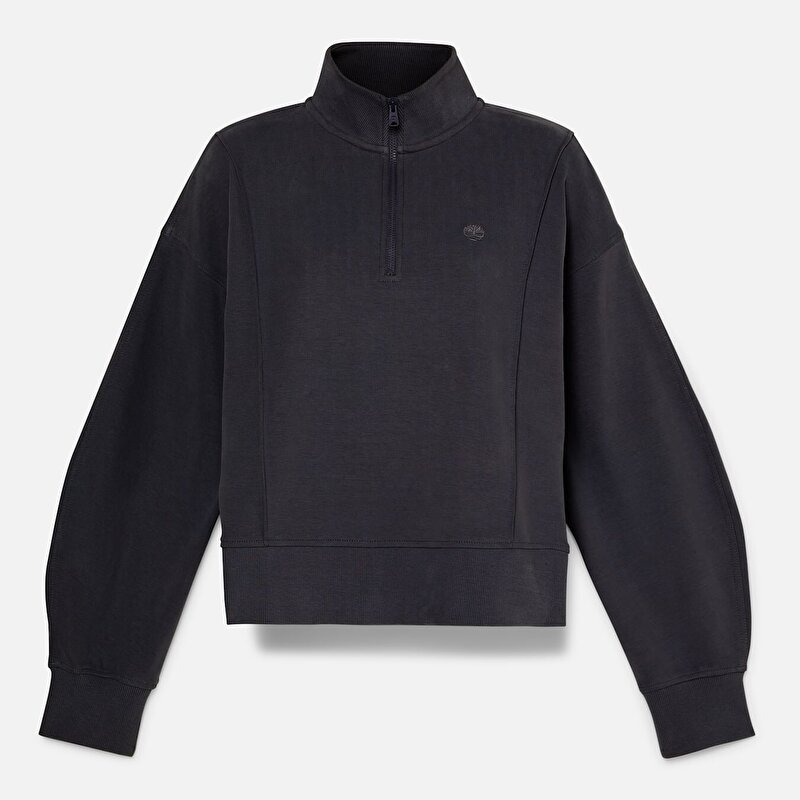 Kadın Siyah Lush Çeyrek Fermuarlı Sweatshirt