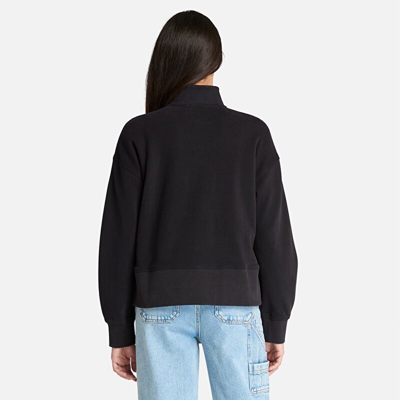 Kadın Siyah Lush Çeyrek Fermuarlı Sweatshirt