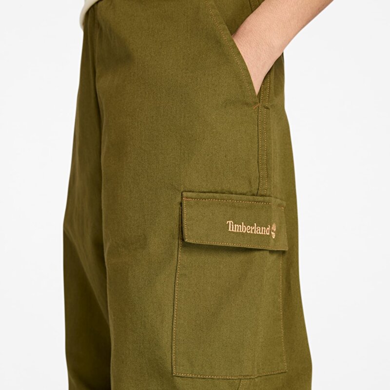 Erkek Koyu Yeşil Kanvas Kargo Pantolon