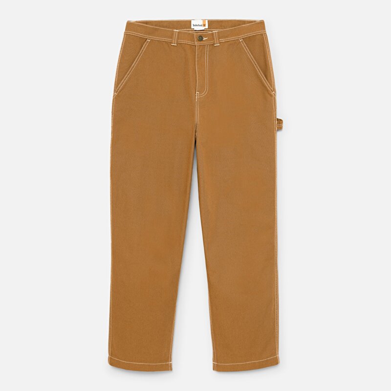 Unisex Koyu Sarı Yıkanmış Duck Kanvas Carpenter Pantolon