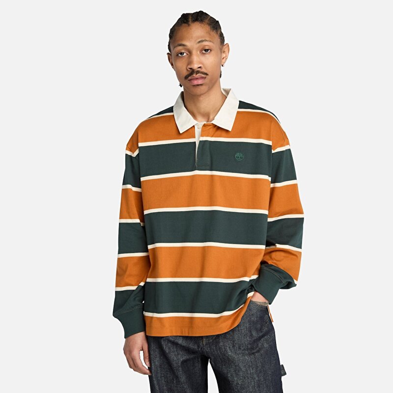 Unisex Kahverengi/Koyu Yeşil Rugby Polo Yaka Tişört