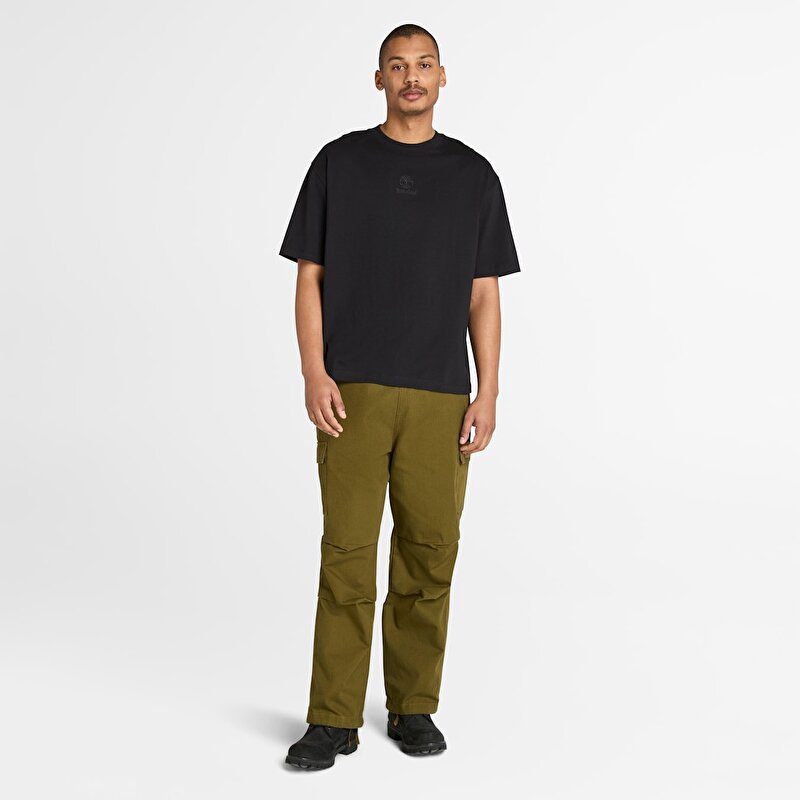 Erkek Siyah Hampton Tonal Dikey Logolu Tişört