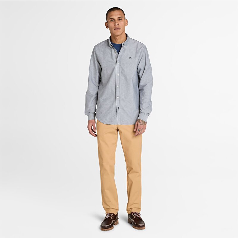 Erkek Gri Oxford Gömlek