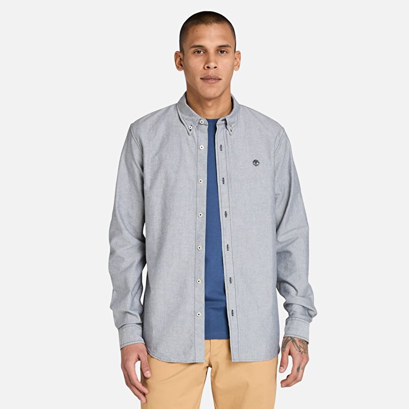 Erkek Gri Oxford Gömlek