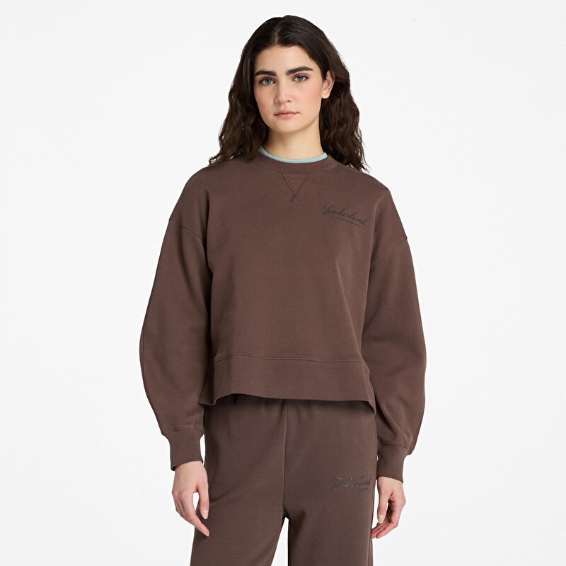 Kadın Kahverengi Lush Comfort Bisiklet Yaka Sweatshirt
