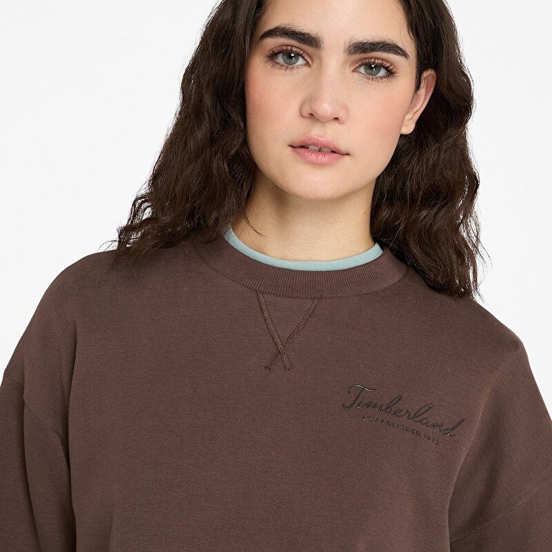 Kadın Kahverengi Lush Comfort Bisiklet Yaka Sweatshirt