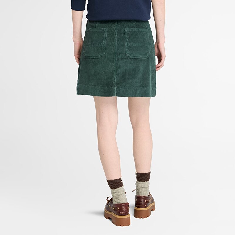 Kadın Koyu Yeşil Fitilli Kadife Etek