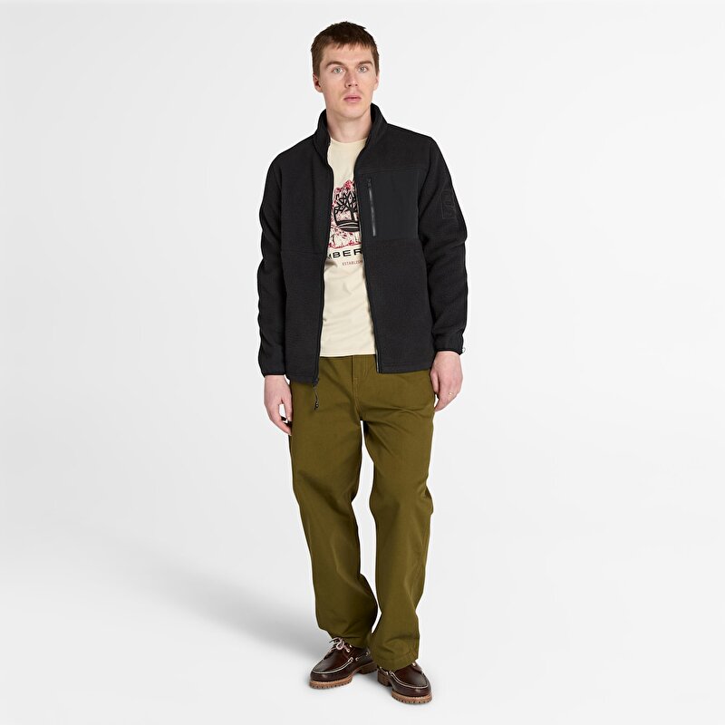 Erkek Siyah Uzun Tüylü Polar Mont