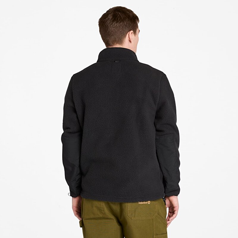 Erkek Siyah Uzun Tüylü Polar Mont