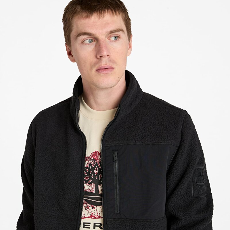 Erkek Siyah Uzun Tüylü Polar Mont