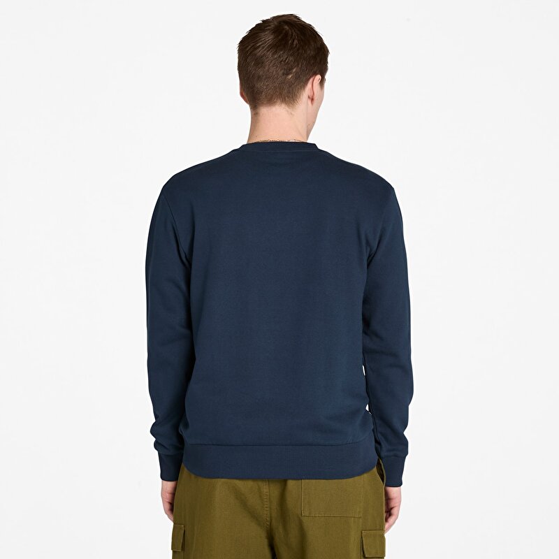 Erkek Koyu Mavi Sezonluk Grafik Baskılı Bisiklet Yaka Sweatshirt