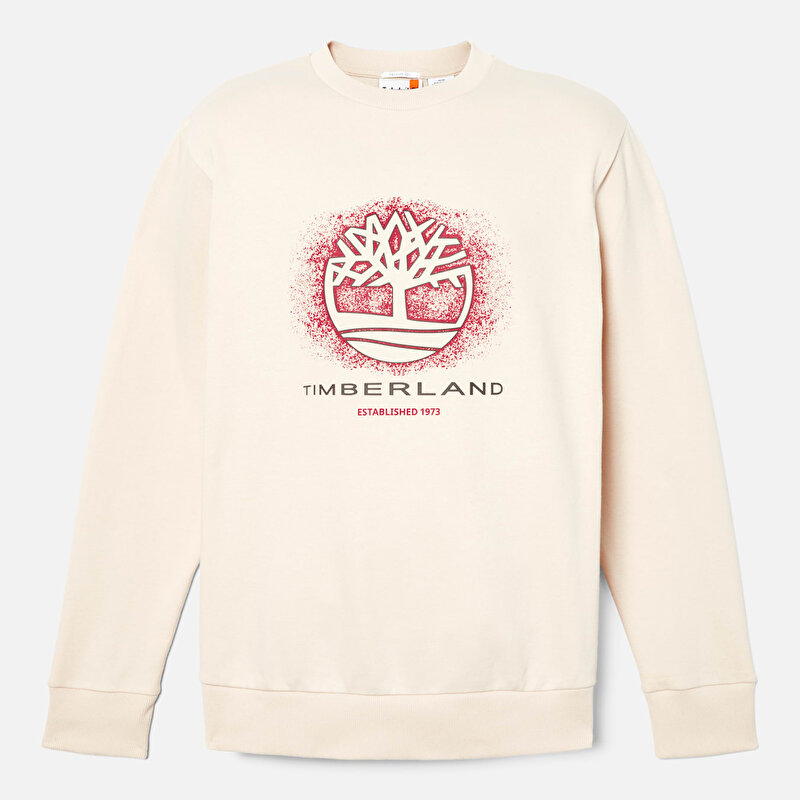 Erkek Bej Sezonluk Grafik Baskılı Bisiklet Yaka Sweatshirt