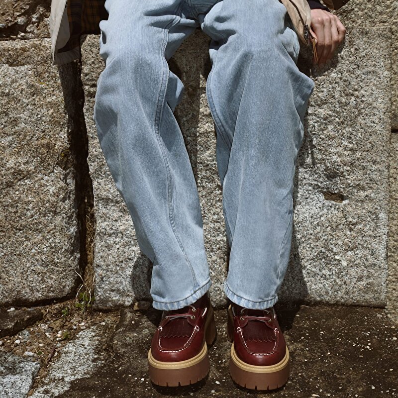 Kadın Koyu Kırmızı Stone Street Platform Püsküllü Bot