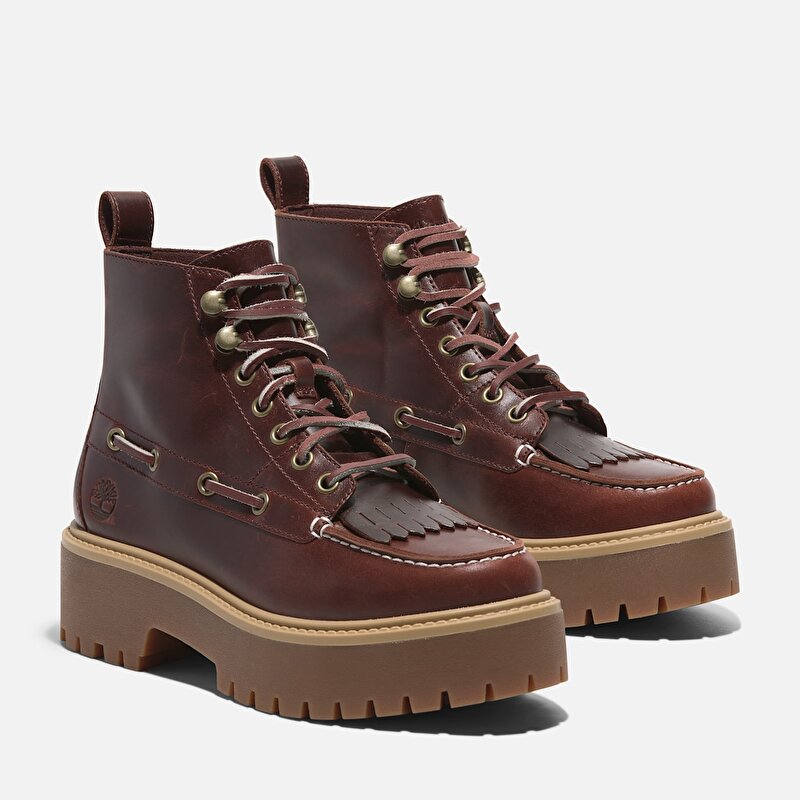 Kadın Koyu Kırmızı Stone Street Platform Püsküllü Bot