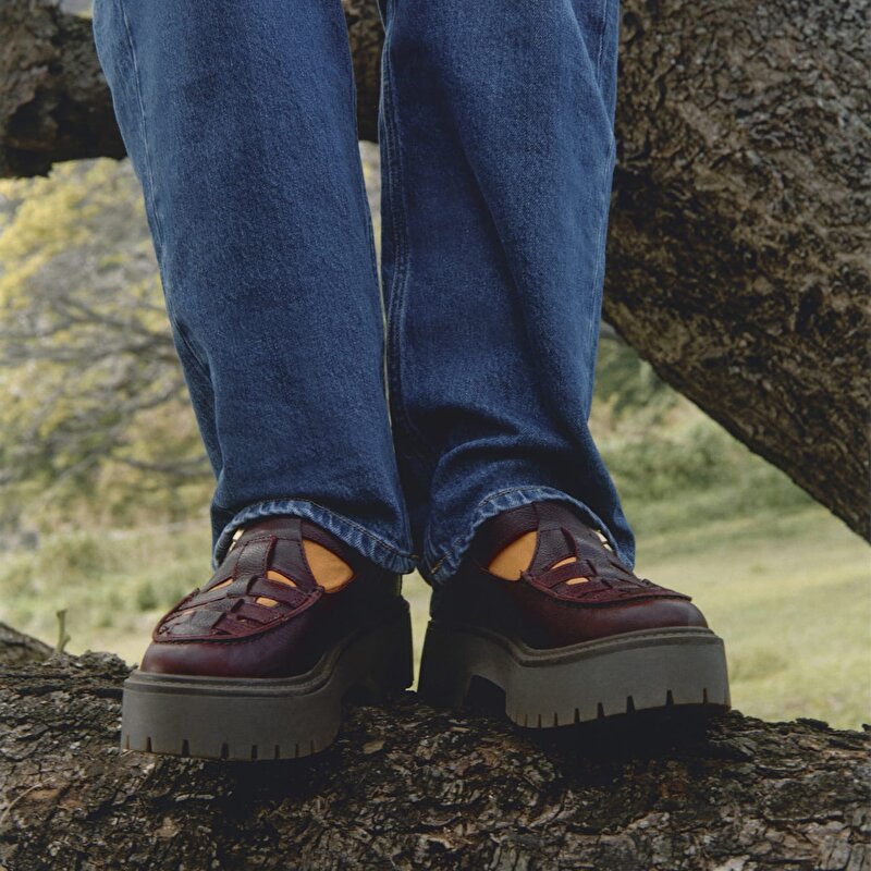 Kadın Koyu Kırmızı Stone Street Tokalı Platform Ayakkabı