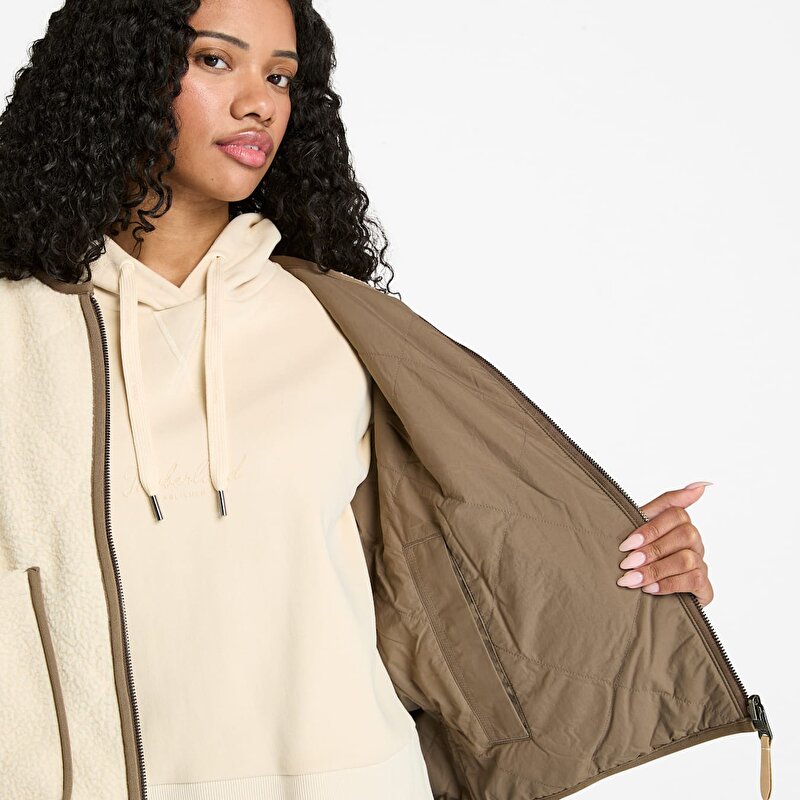 Kadın Bej Uzun Tüylü Polar Yelek