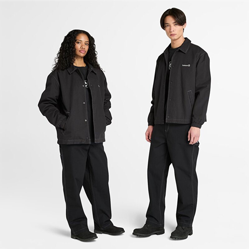 Unisex Siyah Yıkanmış Duck Kanvas Yalıtımlı Ceket