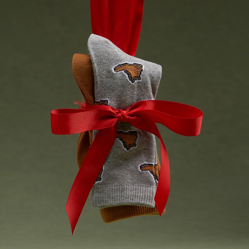 2'li Bot Baskılı Geri Soket Çorap Paketi