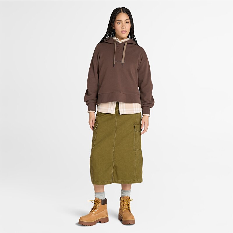 Kadın Bej Midweight Flanel Cepli Gömlek