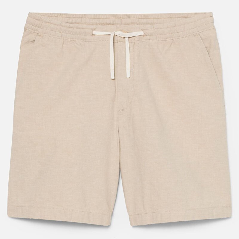 Erkek Bej Pamuklu Keten Şort
