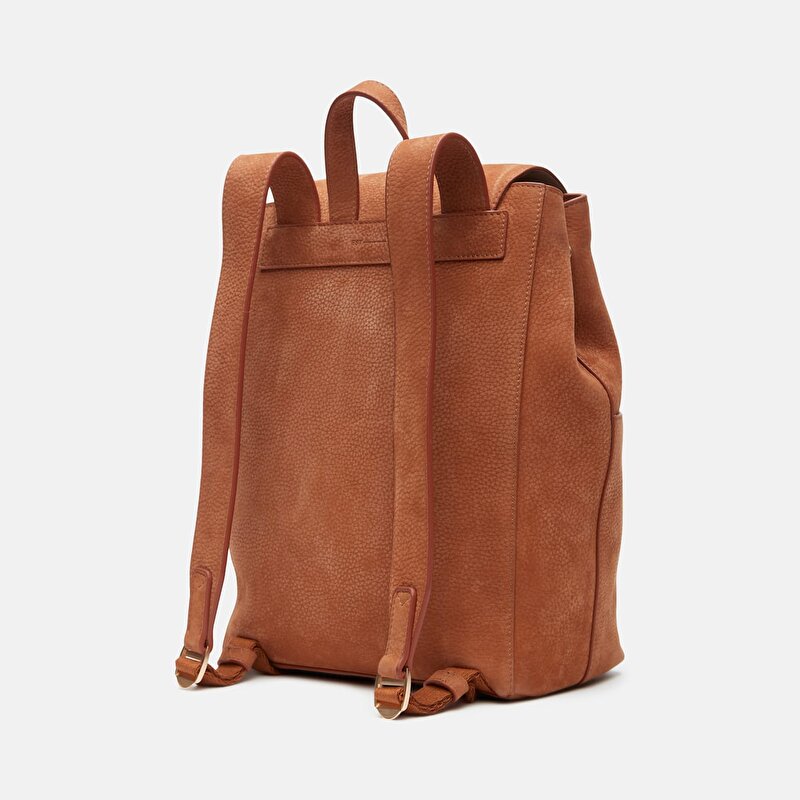 Kadın Yumaşak Deri Kahverengi Sırt Çantası