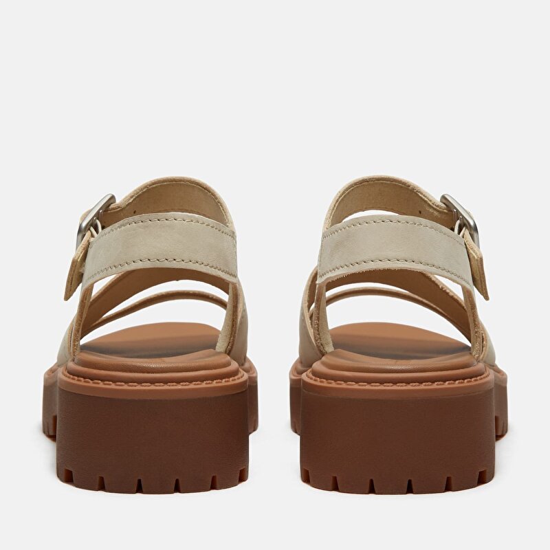 Kadın Stone Street Platform Arkadan Bantlı Açık Bej Sandalet