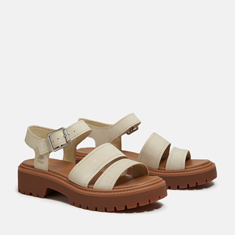 Kadın Stone Street Platform Arkadan Bantlı Açık Bej Sandalet