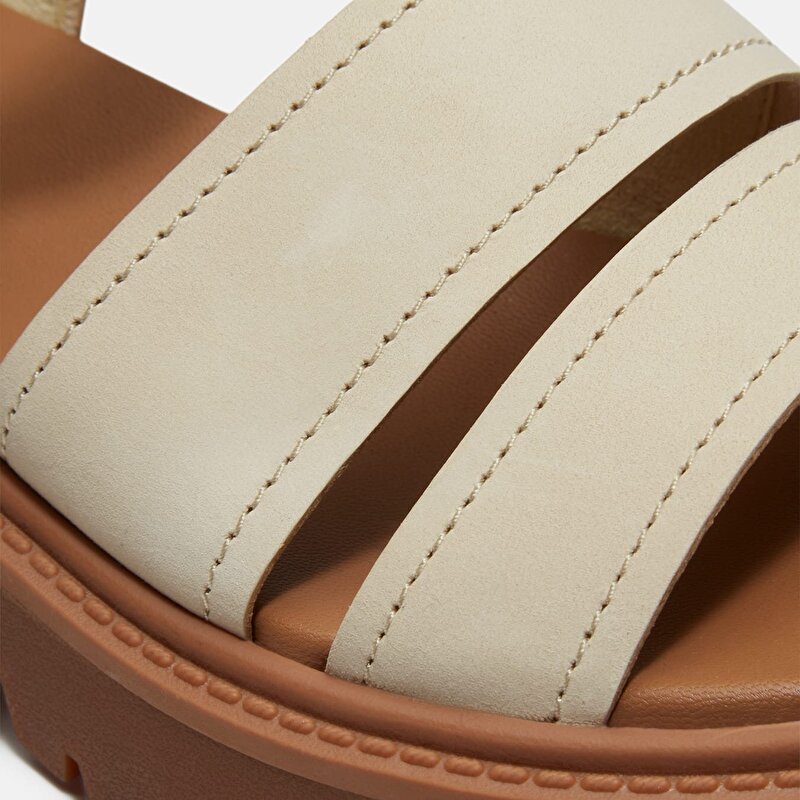 Kadın Stone Street Platform Arkadan Bantlı Açık Bej Sandalet