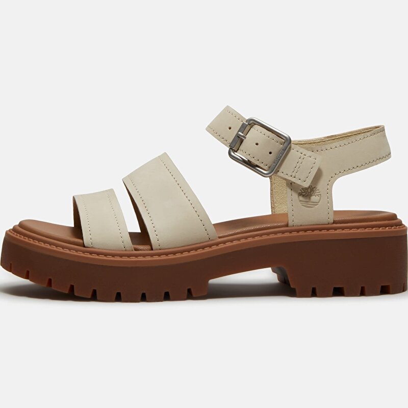 Kadın Stone Street Platform Arkadan Bantlı Açık Bej Sandalet