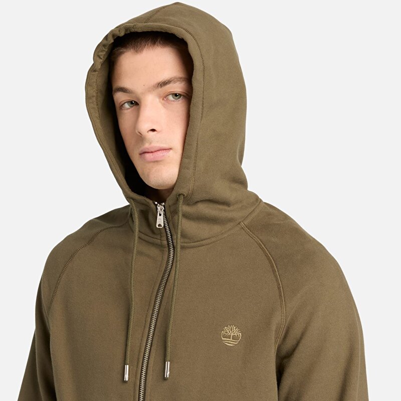 Erkek Exeter River Yeşil/Kahverengi Tam Fermuarlı Kapüşonlu
