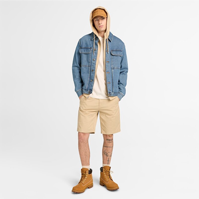 Erkek Exeter River Bej Tam Fermuarlı Kapüşonlu