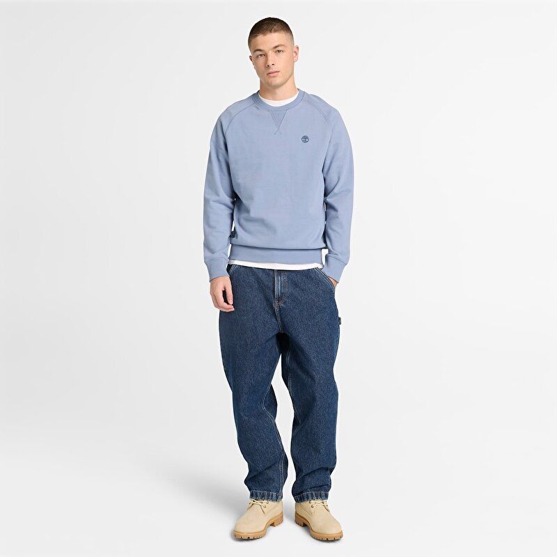 Erkek Exeter River Mavi Bisiklet Yaka Sweatshirt