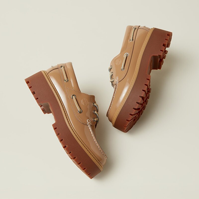 Kadın Stone Street Platform Bej Tekne Ayakkabısı