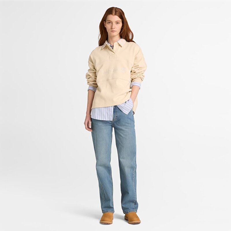 Kadın Düz Kesim Açık Mavi Denim Pantolon