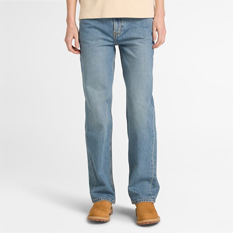 Kadın Düz Kesim Açık Mavi Denim Pantolon