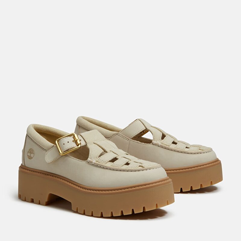 Kadın Stone Street Tokalı Açık Bej Platform Ayakkabı