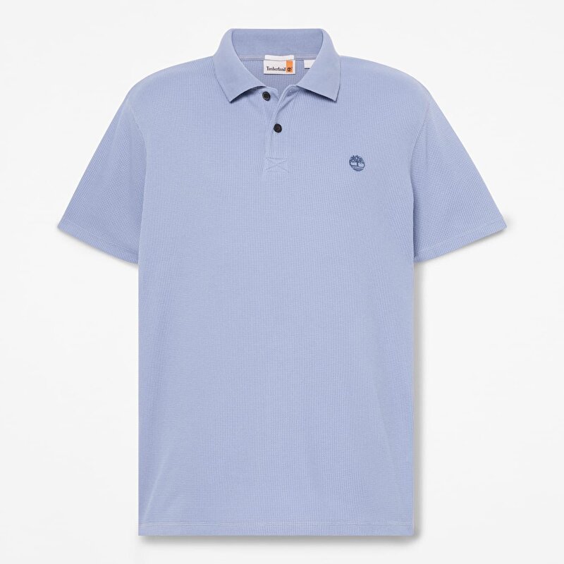 Erkek Wharf River Mavi Gofre Kısa Kollu Polo Tişört