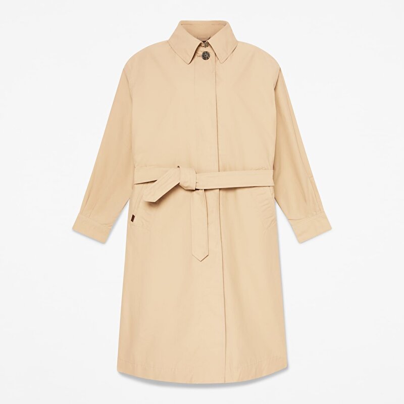 Kadın Su İtici Bej Uzun Pardösü