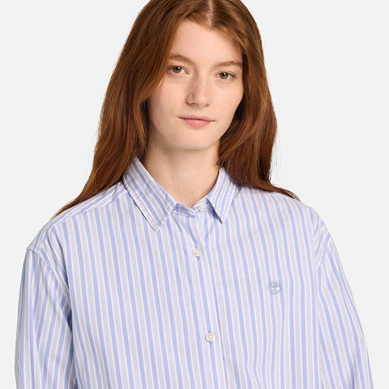 Kadın Uzun Kollu Mavi Çizgili Gömlek