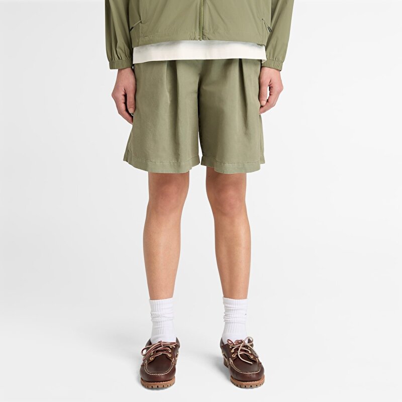 Kadın Yeşil Pamuk - Keten Bermuda