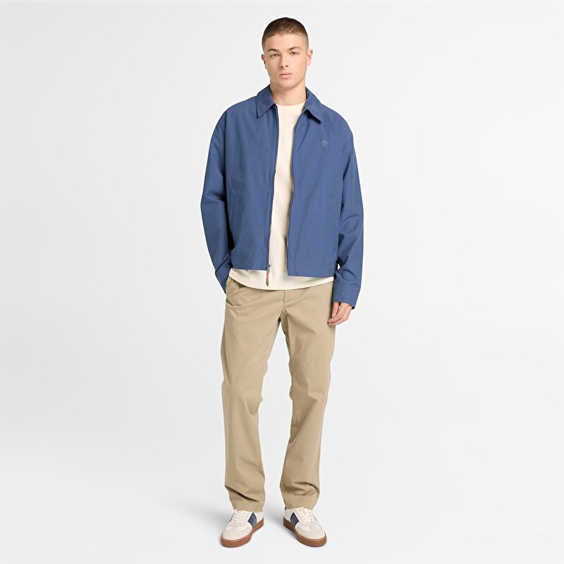 Erkek Stratham Koyu Mavi Su İtici Pamuk Bomber Mont