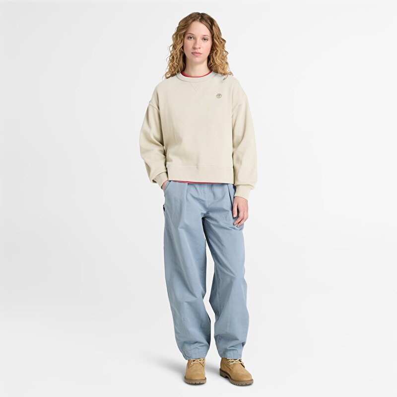 Kadın Lush Bej Bisiklet Yaka Sweatshirt