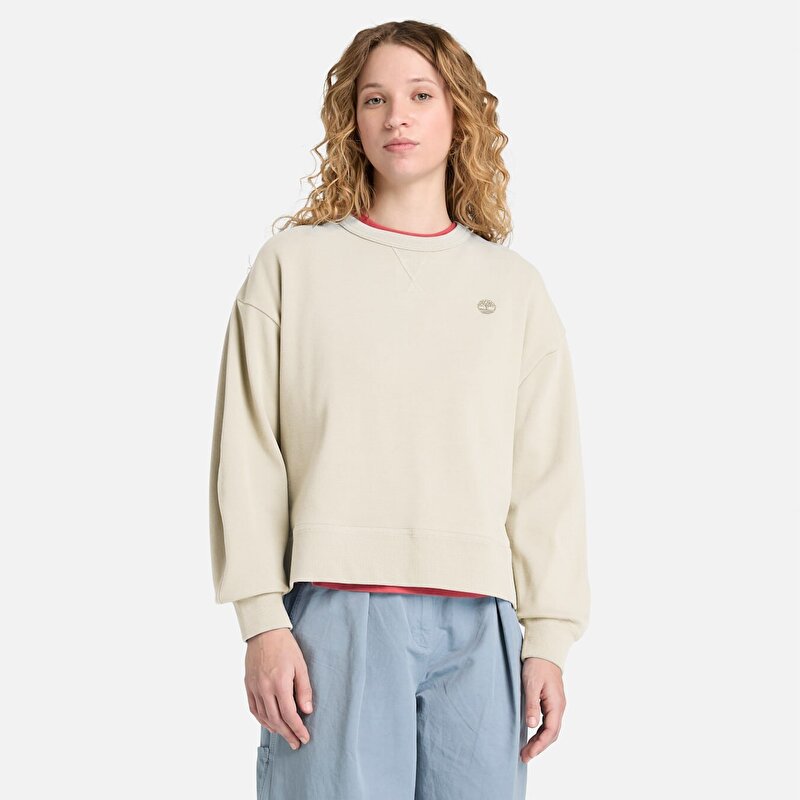 Kadın Lush Bej Bisiklet Yaka Sweatshirt