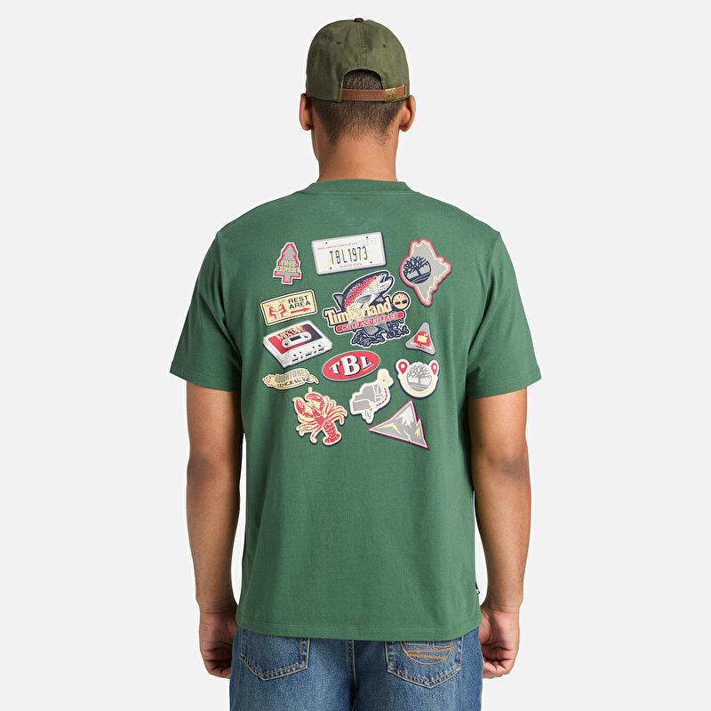 Erkek Magnet Grafik Baskılı Koyu Yeşil Tişört