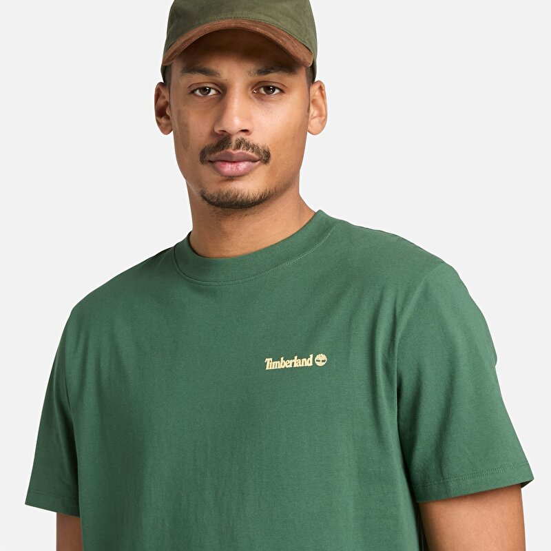 Erkek Magnet Grafik Baskılı Koyu Yeşil Tişört