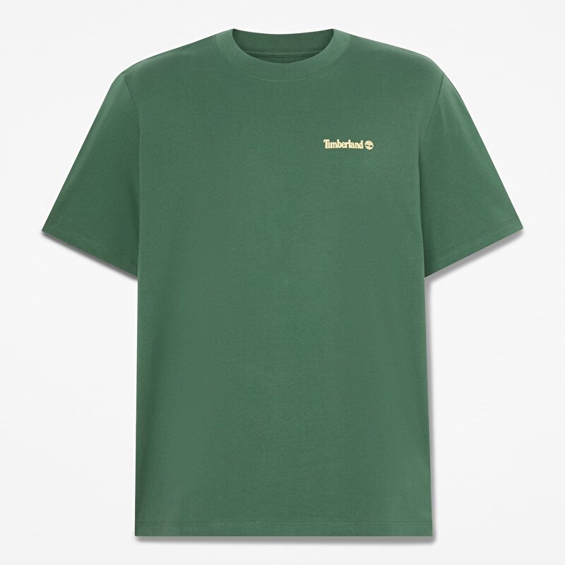 Erkek Magnet Grafik Baskılı Koyu Yeşil Tişört