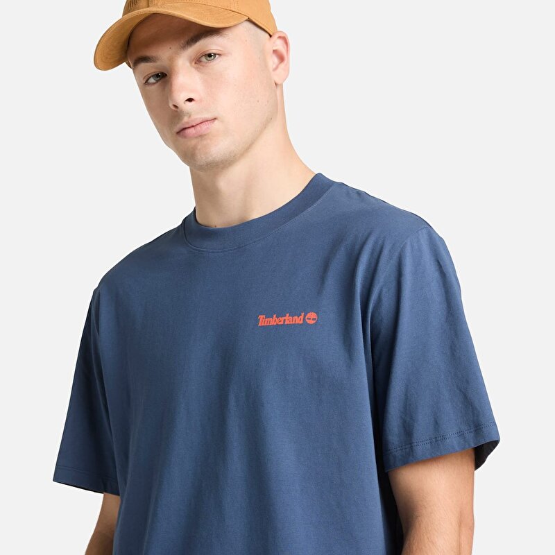 Erkek Magnet Grafik Baskılı Koyu Mavi Tişört