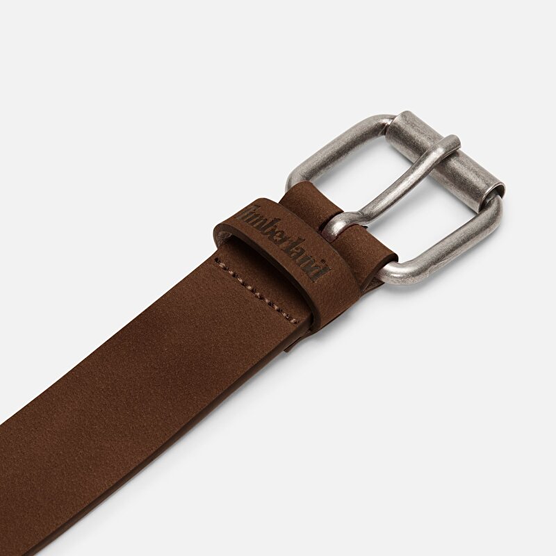 Erkek Koyu Kahverengi Dikey Kesimli 35 mm Nubuk Kemer