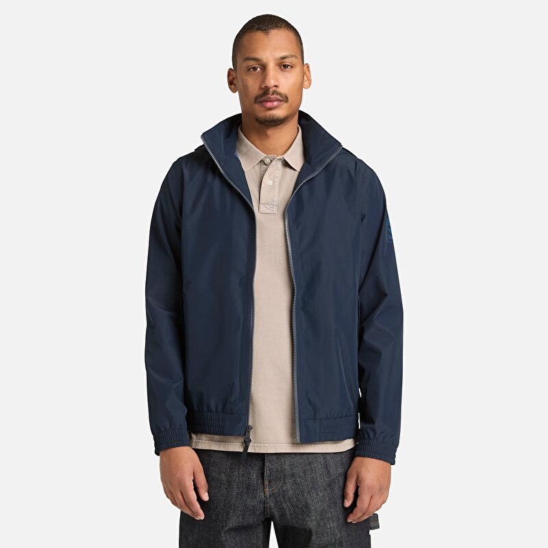 Erkek Koyu Mavi Su Geçirmez Bomber Ceket