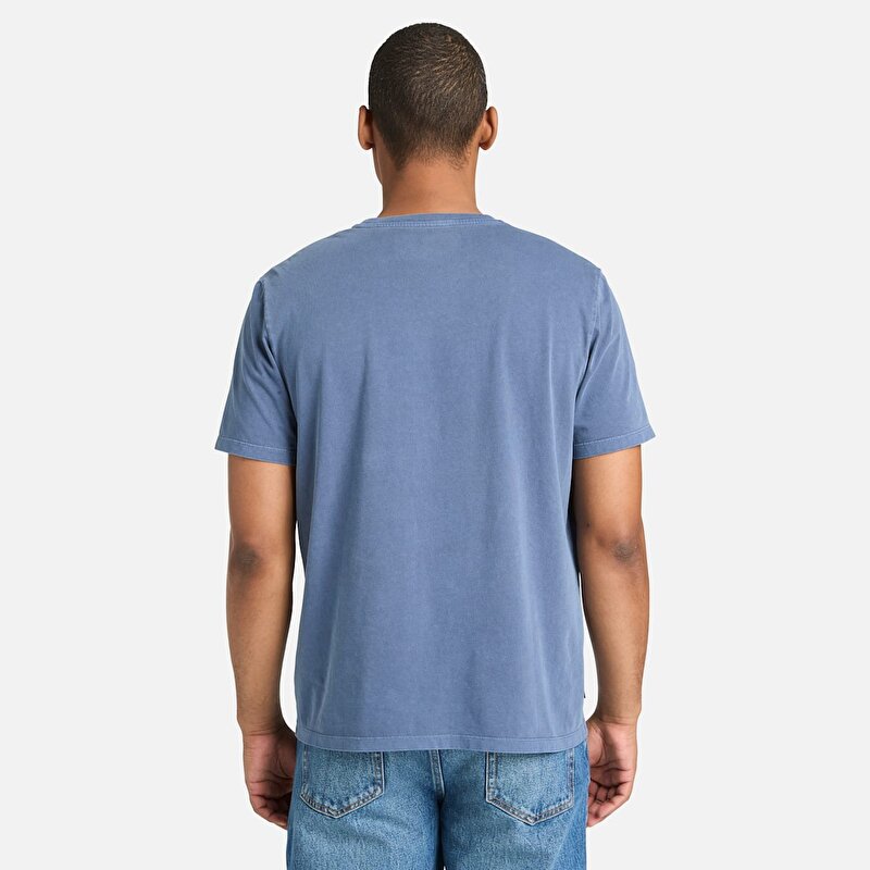 Erkek Grafik Logo Baskılı Koyu Mavi Tişört